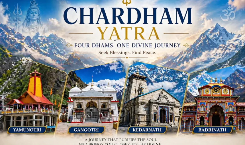 Char Dham Yatra Package from Delhi covering Yamunotri Gangotri Kedarnath and Badrinath