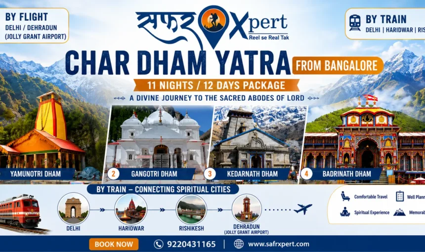 Char Dham Yatra Package from Bangalore covering Yamunotri, Gangotri, Kedarnath and Badrinath.