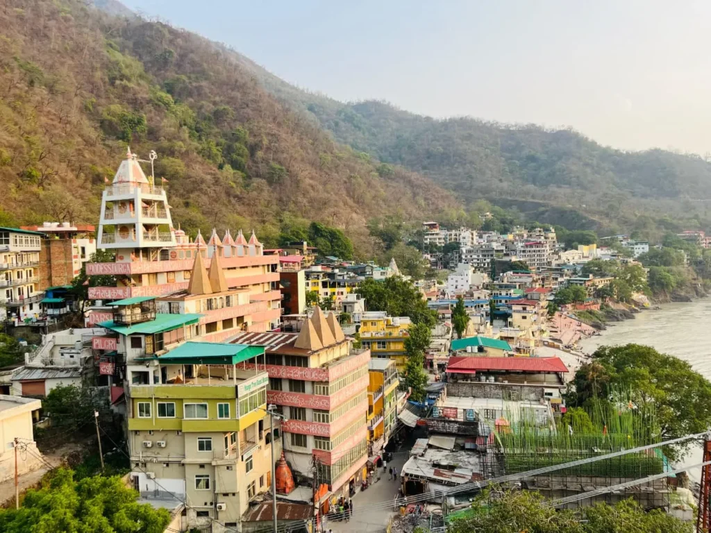 Beautiful view of Rishikesh with the Ganga River and Himalayan foothills