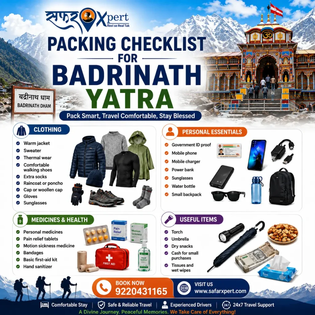 Badrinath Yatra packing checklist
