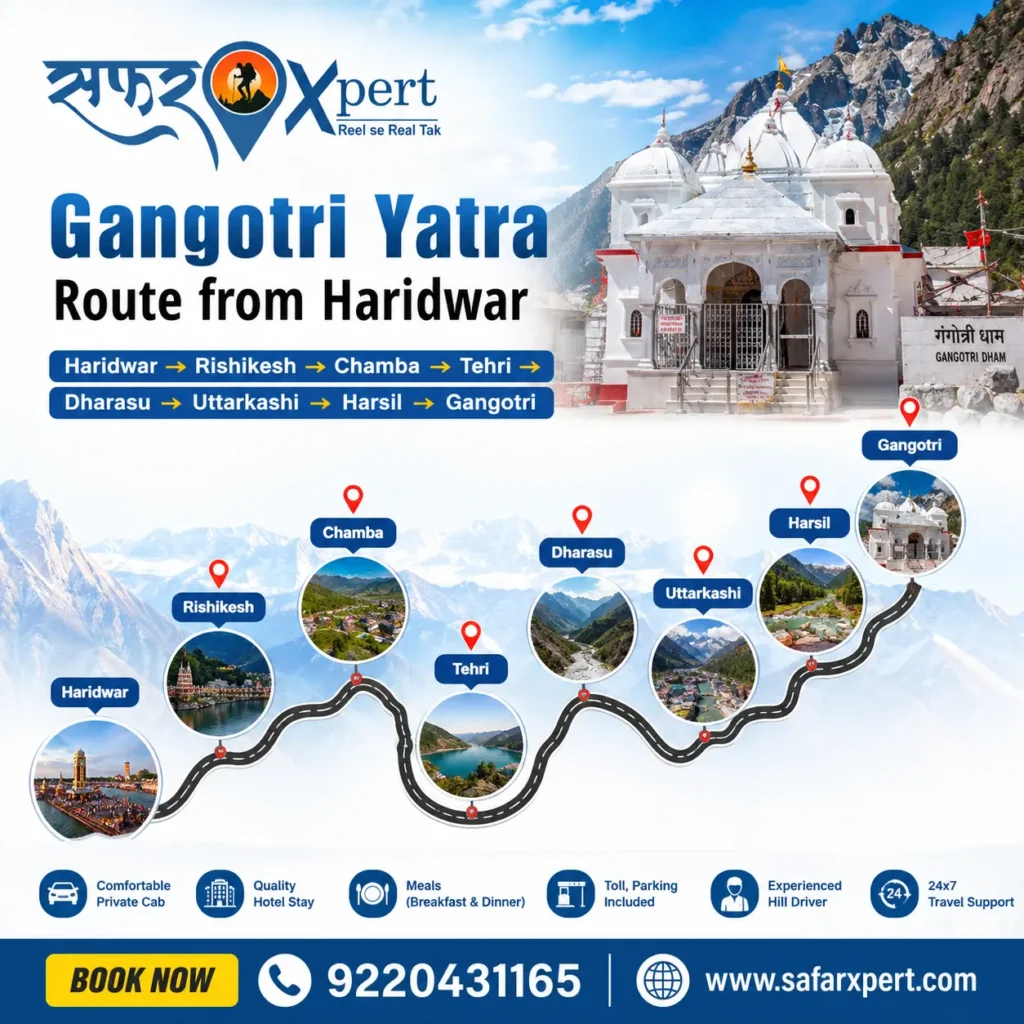 Gangotri Yatra route from Haridwar to Gangotri