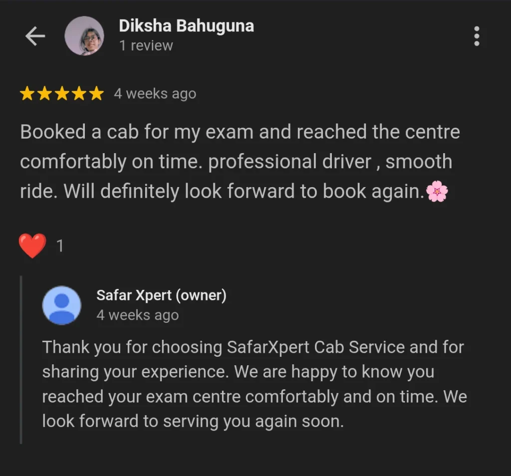 Safarxpert Taxi Service Customer Review for Comfortable and On-Time Travel