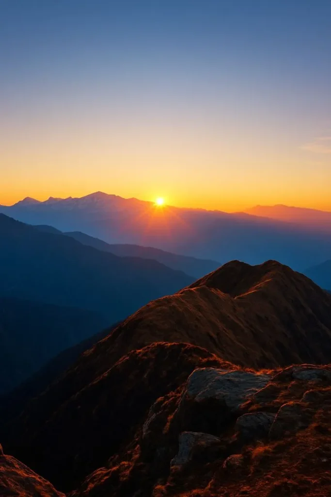 Sunrise at Chandrashila Summit, Uttarakhand