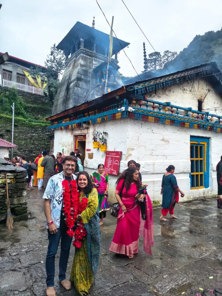 Triyuginarayan Temple in Uttarakhand, a sacred Hindu pilgrimage site associated with the divine marriage of Lord Shiva and Goddess Parvati.